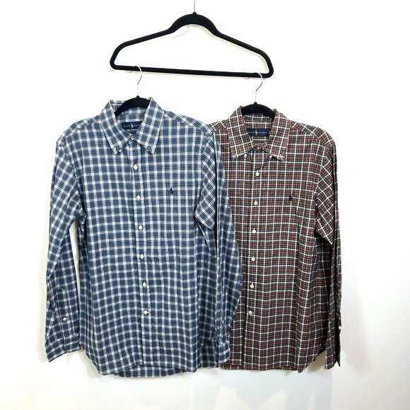 Lot Of 2 Men’s Polo Ralph Lauren Size 15.5/39 Plaid Button Down Shirts Cotton - Picture 1 of 9